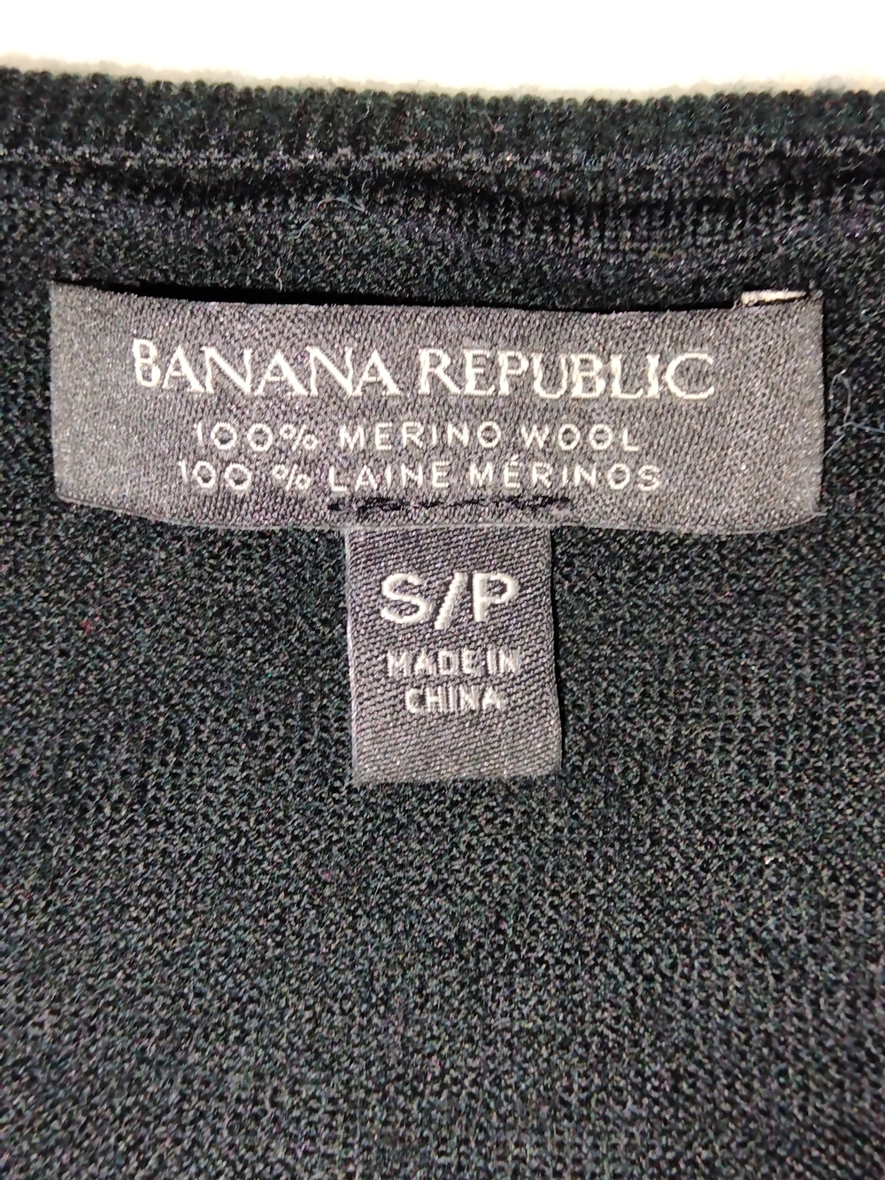 Banana Republic Black Merino Wool Crewneck Sweater